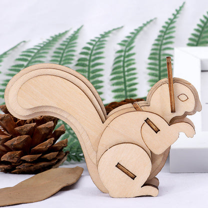 Children's wooden cartoon animal 3D puzzle baby early education 3D wooden puzzle educational toys