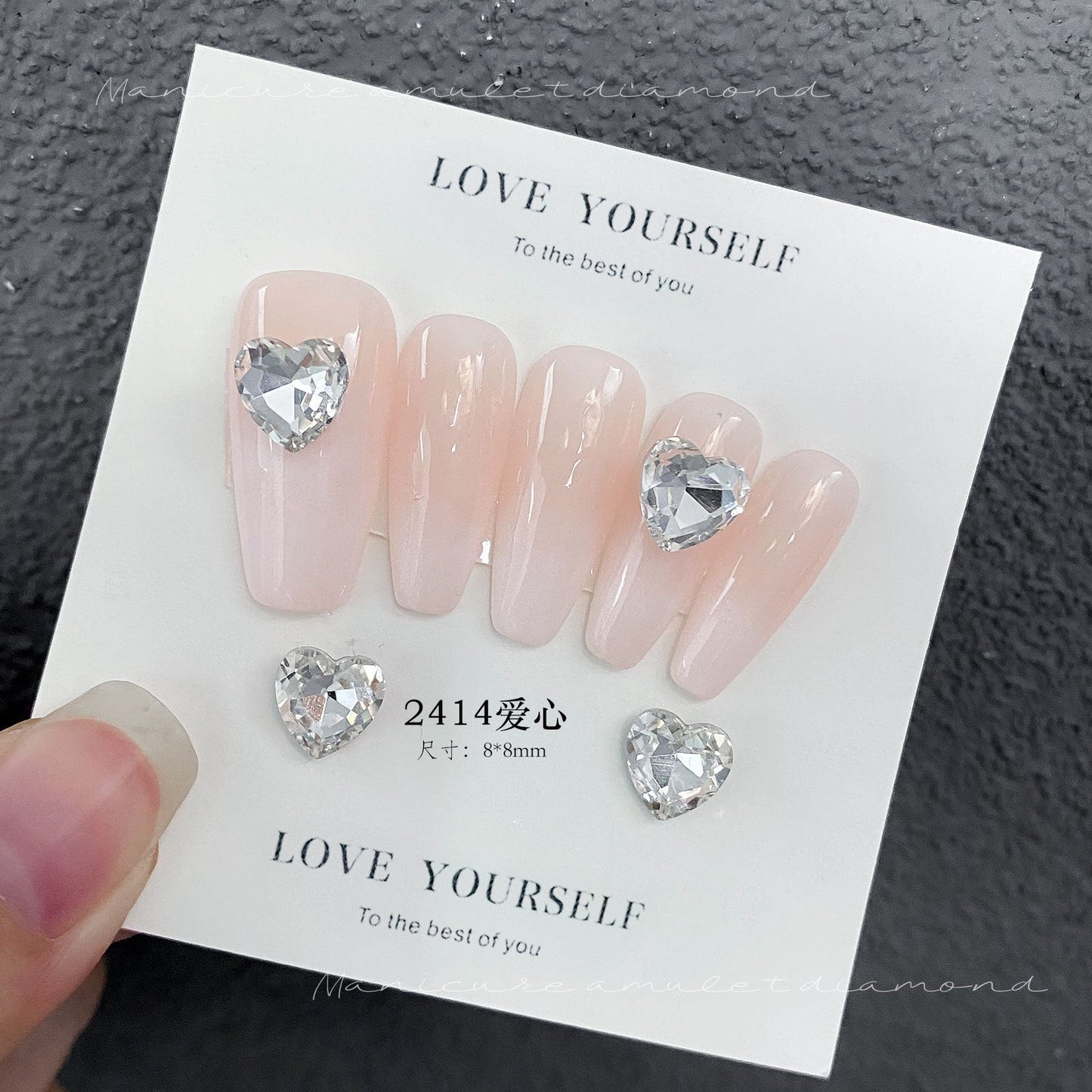 Nail Art K9 Jewelry Transparent Diamond Super Flash Crooked Heart Axe Diamond Water Drop Fat Square Butterfly White Diamond Nail Accessories Wholesale