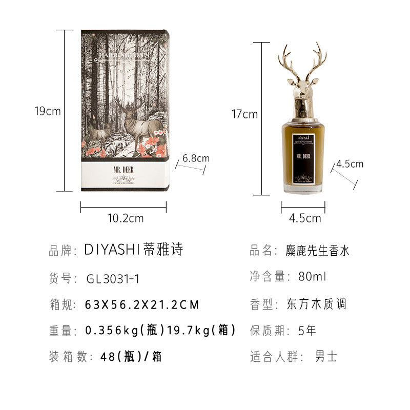 Douyin Women's Animal Head Perfume Gift Box Delivery Fox Elk Head Men's Perfume Wholesale Internet Celebrity Perfume Same 