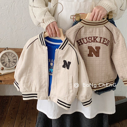 Bangcheng 2024 spring baseball uniform embroidered jacket boys and girls letter cardigan new children's coat tide G0008