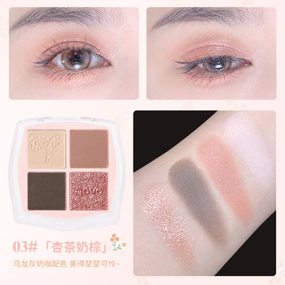 NOVO Begonia Zuiri Four Color Eyeshadow Palette Pearlescent Matte Pure Desire Style No Makeup Milk Tea Earth Color 