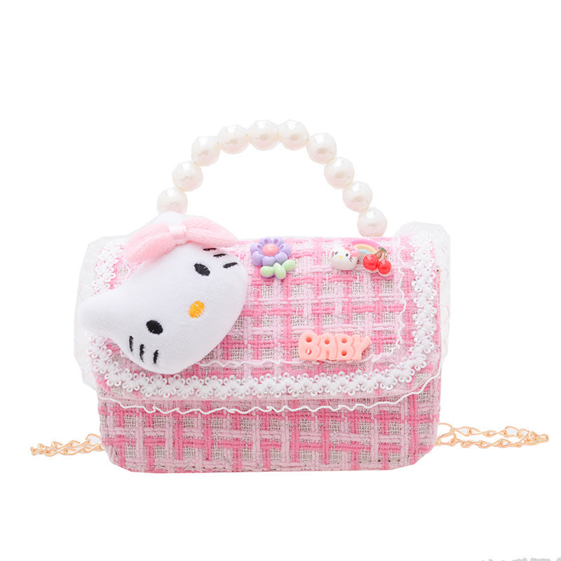 Cartoon cute children's handbag fashionable contrast color girl chain shoulder bag fashionable doll crossbody bag small square bag