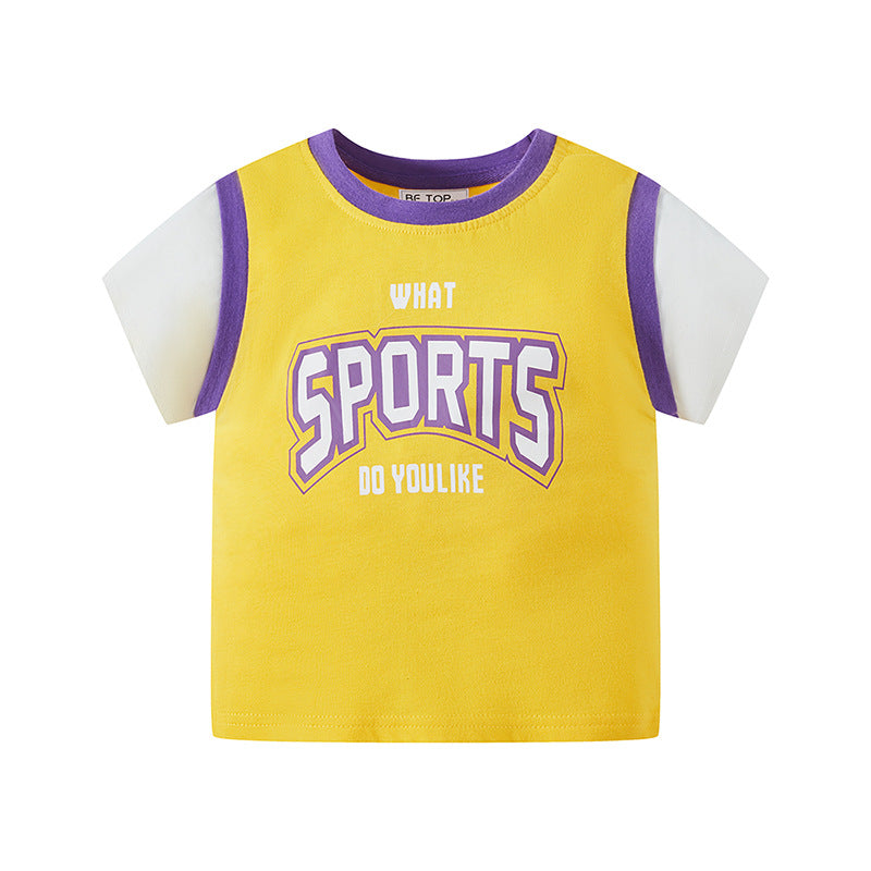 Boys short-sleeved T-shirt basketball shirt sportswear summer clothes baby children's clothing children's tops pure cotton half-sleeved summer clothes