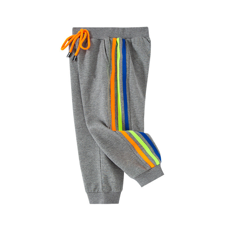 2024 new style children's pants spring and autumn Korean version boys sweatpants children's sports pants knitted three-bar long pants