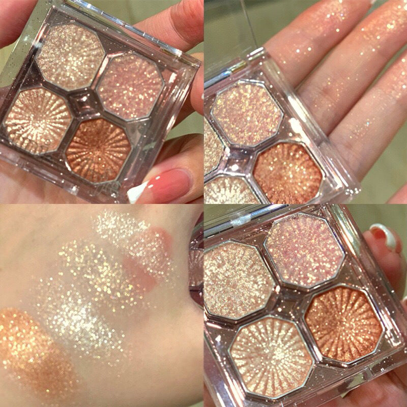 DIKALU bright gem eye shadow បួនពណ៌ pearlescent matte ងាយស្រួលក្នុងការផាត់មុខ ការតុបតែងមុខប្រចាំថ្ងៃ តម្លៃសមរម្យ  eye shadow 