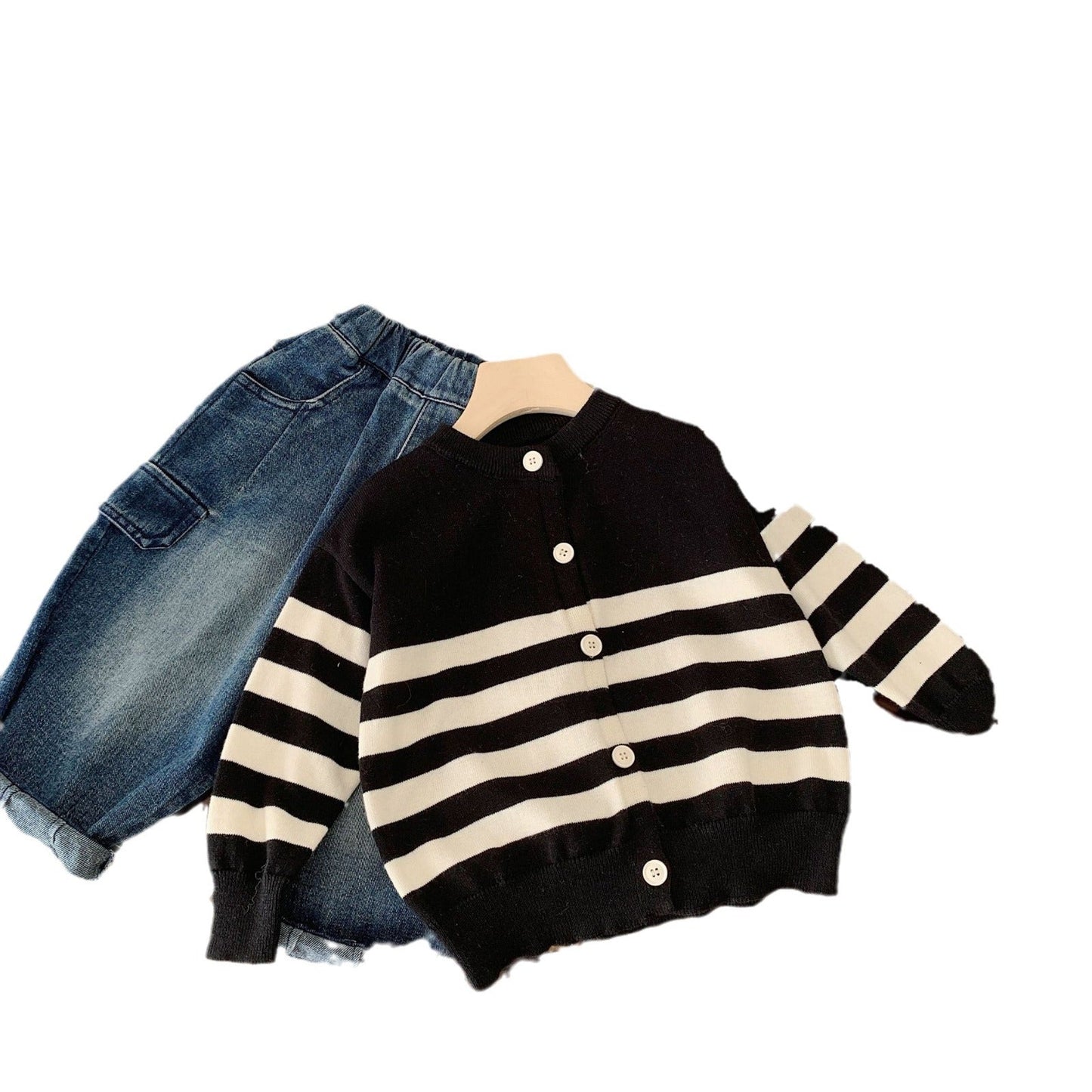 Children's jacket Bangcheng 2024 spring children's clothing new striped cardigan boys and girls pure cotton shirt MY0001