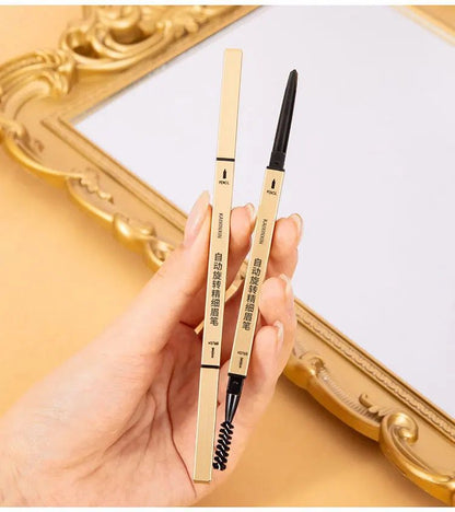 Foreign trade small gold chopstick eyebrow pencil small gold bar double-headed eyebrow pencil square tube small triangle thin rotation not easy to fade cross-border makeup