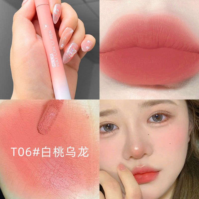 Helen Beauty pink tube lip glaze velvet matte moisturizing lip mud cosmetics non-stick cup lipstick student hot sale wholesale 