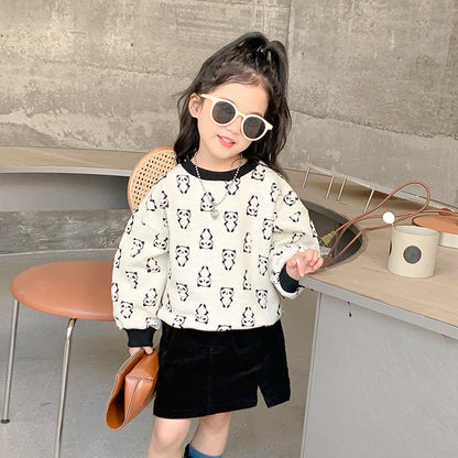 Korean children's clothing 2022 new girls' fashionable long-sleeved sweatshirts for small and medium-sized children and babies in autumn fashionable pullover tops