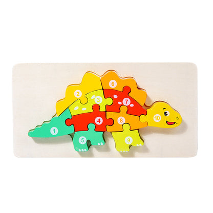 Wooden early education cognitive children's educational toys building blocks animal transportation shape matching 3d three-dimensional puzzle wholesale