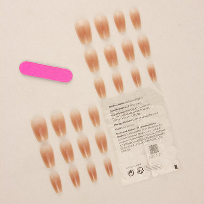 Wholesale short ballet gradient ice transparent nude blush popular nail stickers detachable nail art finished nail pieces