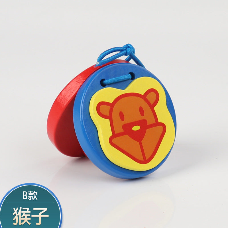 Children's wooden variety of cartoon animal castanets Orff musical instruments round early childhood enlightenment educational musical instrument board