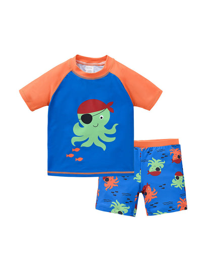 Boys swimsuit 2-6 years old children split short-sleeved swimsuit boy cartoon beach baby swimsuit swimming trunks wholesale 