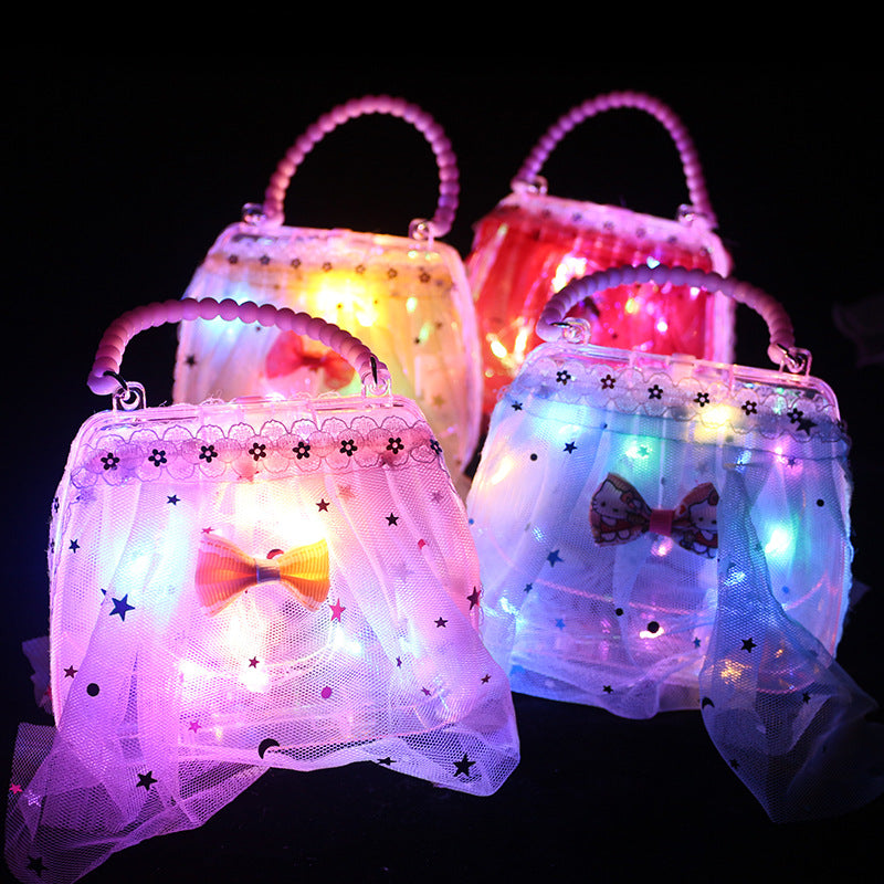 Internet celebrity luminous handbag play house princess colorful flash bag creative stall Yiwu square toy wholesale