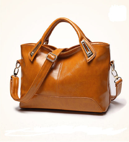 Women's bags 21 new fashion simple women's bags wax leather women's shoulder messenger handbags wholesale ladies leather bags 