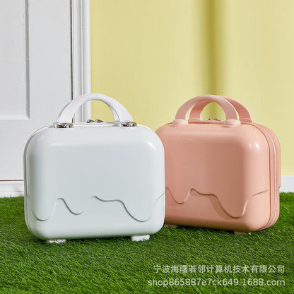 Ice cream bubble suitcase for women 14 inches small fresh and light mini souvenir student suitcase storage makeup box 