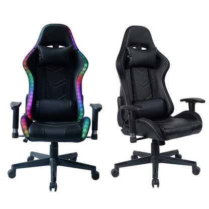 Gaming Chair RGB LED Wholesale Black Leather Straw Mat Pattern Leather Lifting Rotating Seat 783