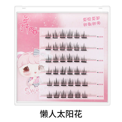 Dancing Princess False Eyelashes Glue-free Self-adhesive Segmented Eyelashes Self-grafted Sunflower Trilogy Cat Elf