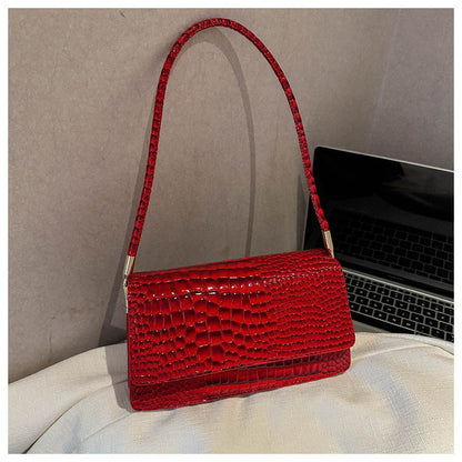 Wholesale underarm bags for women 2024 new fashion simple crocodile pattern shoulder bag solid color trendy versatile shoulder bag 