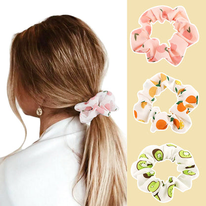 Pig intestine hair band headband for women Korean style simple temperament head flower print fruit pattern fat intestine hair band headdress for women