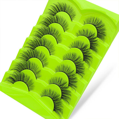 DINGSEN false eyelashes factory cross-border supply large capacity 7 pairs of green fox eyelashes oblique flying thick eyelashes