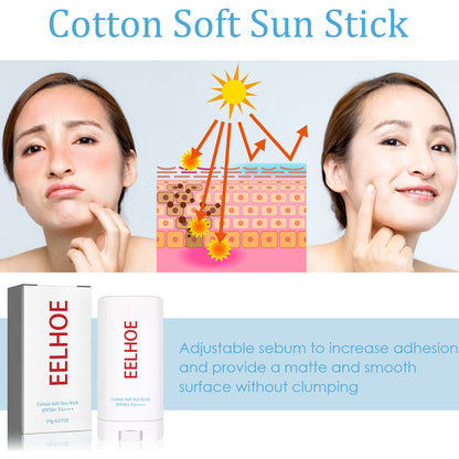 EELHOE Cotton Soft Protective Stick Natural Concealer Refreshing Moisturizing Anti-UV Moisturizing Whitening Skin Protective Stick 