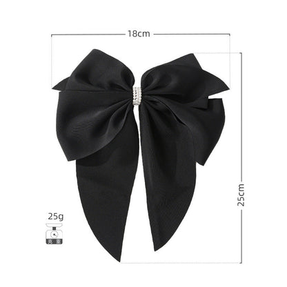 Cross-border new product bow satin hairpin female cute back of the head top clip spring clip hair accessories hairpin manufacturer wholesale