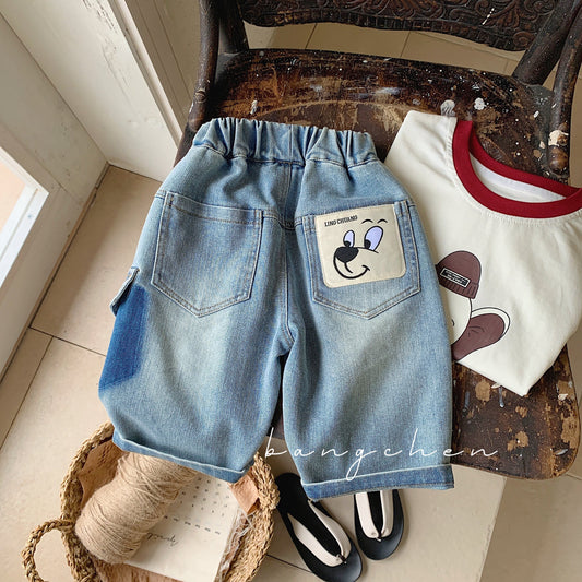 Children's jeans Bangcheng 2024 summer new children's clothing pocket custom boys Korean version shorts trend G0106