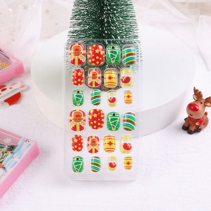 Children's nail stickers baby toddler boys and girls cartoon princess nail stickers jelly glue Christmas wear nails 