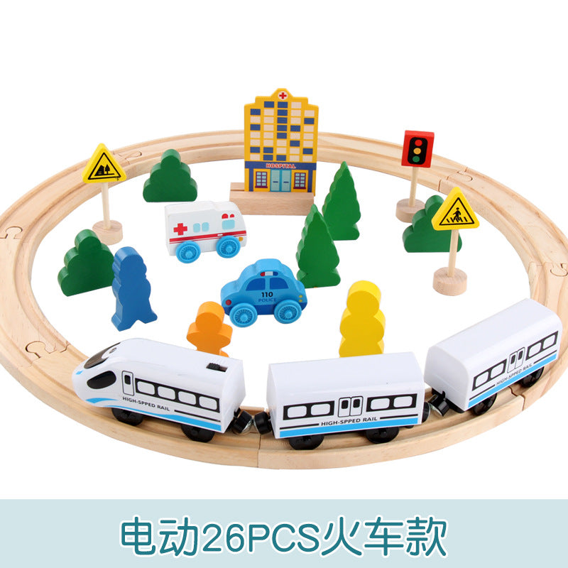 Magnetic locomotive wooden Thomas electric track train track transportation toy children's educational fun