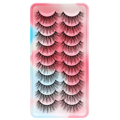 Dingsen false eyelashes factory European and American stable cross-border supply 10 pairs of natural curling thick eyelashes