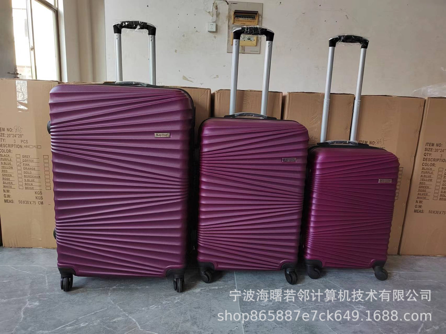 Cross-border abs three-piece suitcase for boarding, gift travel, universal wheel trolley case, spot password box, waterproof 