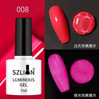 Cross-border hot-selling nail art luminous glue fluorescent nail polish glue phototherapy glue set popular candy color nail salon dedicated