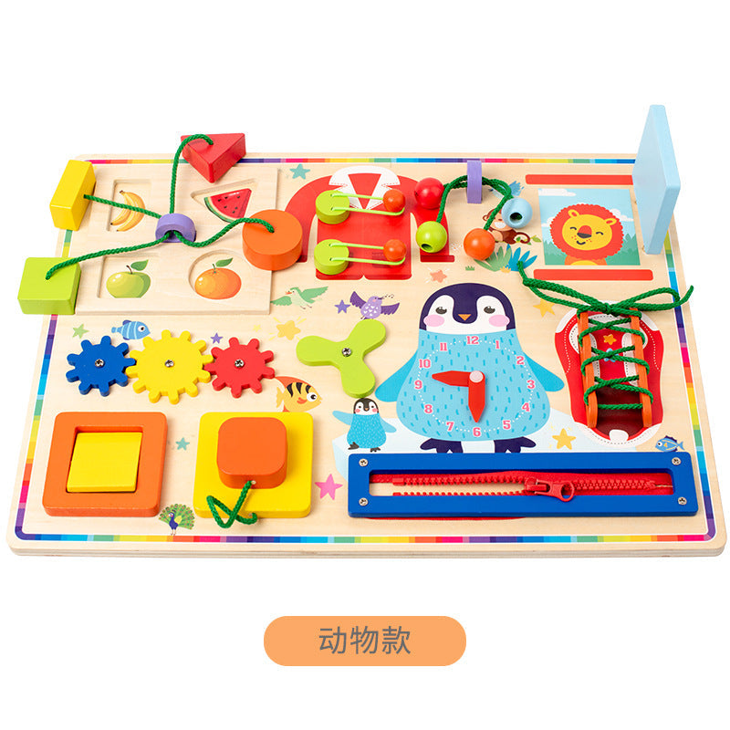 Cross-border children's wooden colorful universe busy board baby Montessori early education hand-eye coordination parent-child educational toys