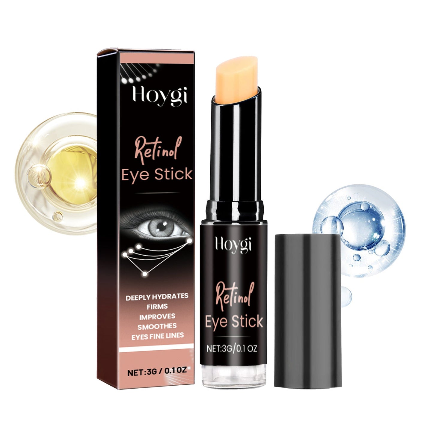 HOYGI retinol eye cream stick brightens and tightens the skin around the eyes, moisturizes the skin, fades eye lines and dark circles, and reverses aging eye cream 