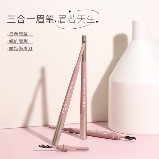 novo soft mist three-in-one ultra-fine eyebrow pencil waterproof non-smudge authentic sweat-proof double-headed long-lasting wild eyebrow wholesale 