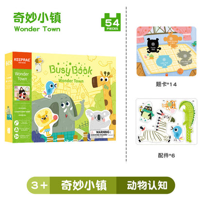 Early Education Cognitive Busy Book សៀវភៅស្ងាត់សៀវភៅ Velcro Repeat Sticker ការត្រាស់ដឹងរបស់កុមារសម្រាប់ការអប់រំបឋមសិក្សា