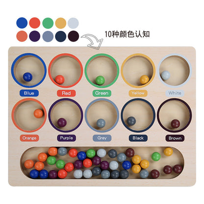 Cross-border children's wooden Montessori clip beads baby hands-on brain training color cognition classification educational toys 