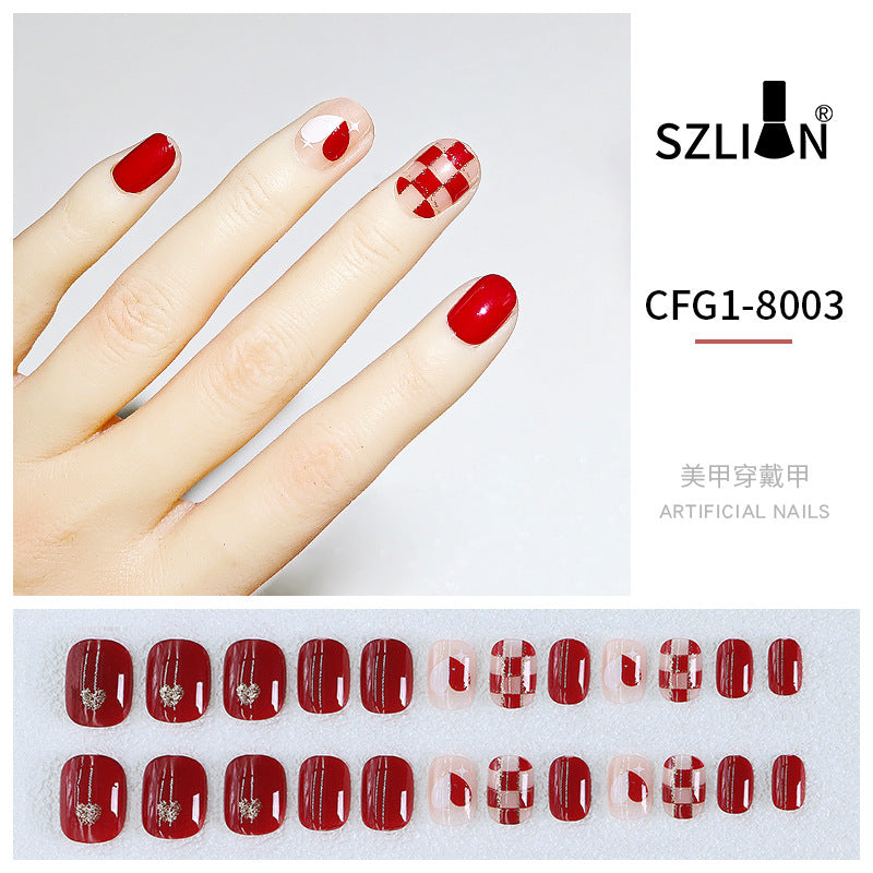 New hot sale wearable nail tips wholesale French simple ice transparent nail art finished product removable nail stickers thin