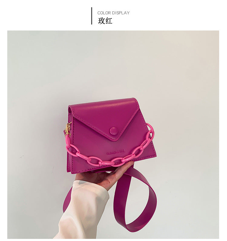 Small fresh shoulder bag 2024 autumn new fashion ins crossbody bag stylish candy color chain small square bag 