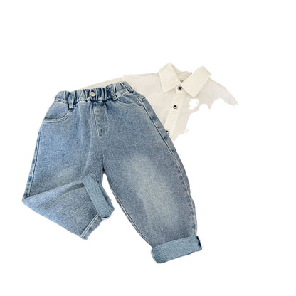 Children's clothing 2024 spring new children's pants children's jeans baby autumn trousers boys pants solid color jeans