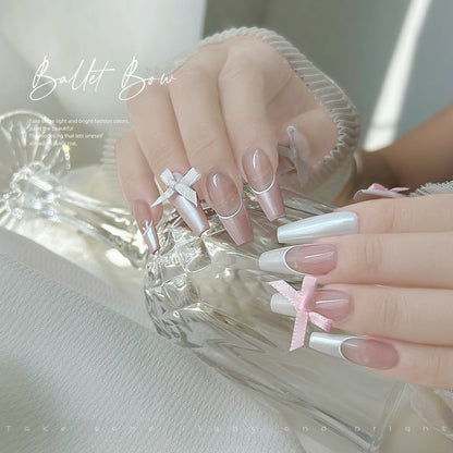 Net celebrity ballet shoes bow ribbon ribbon nail accessories gentle pure desire style retro solid color nail accessories