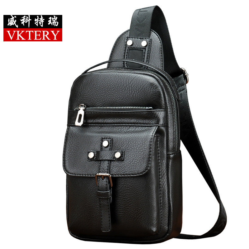 Vicoteri trendy men's chest bag Korean style fashion black men's chest bag British crossbody men's chest bag