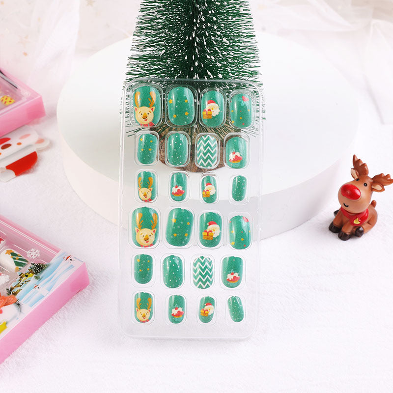 Children's nail stickers baby toddler boys and girls cartoon princess nail stickers jelly glue Christmas wear nails 