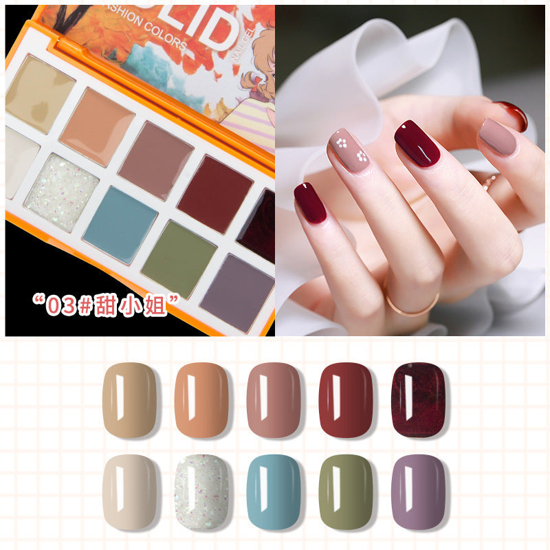 Factory direct sales 10 colors solid nail polish phototherapy nail glue canned solid cream painting glue nail shop dedicated 