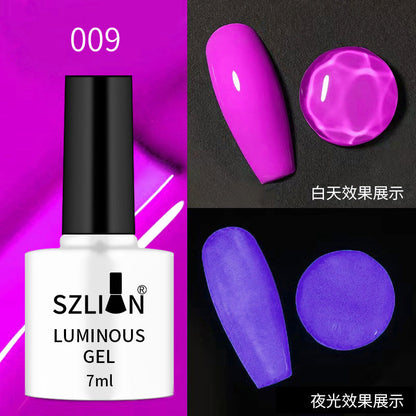 Cross-border hot-selling nail art luminous glue fluorescent nail polish glue phototherapy glue set popular candy color nail salon dedicated