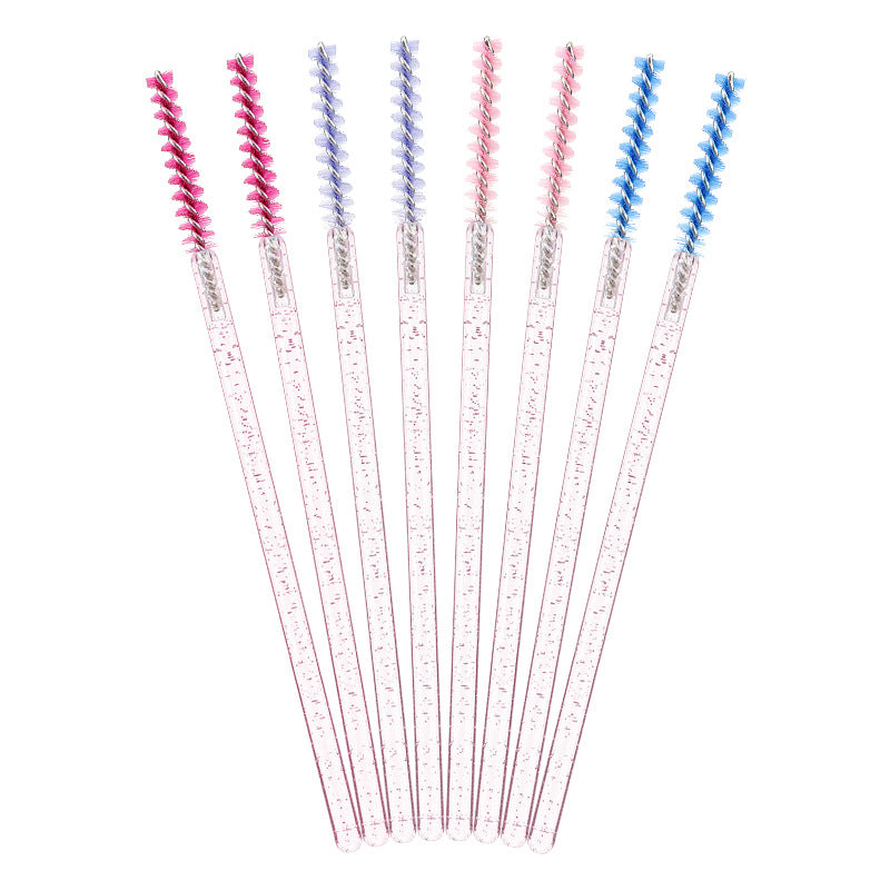 Wholesale disposable grafting eyelash brush crystal glitter rod eyebrow brush straight bright rod eyelash comb 50/pack opp bag