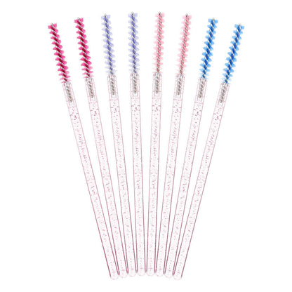 Wholesale disposable grafting eyelash brush crystal glitter rod eyebrow brush straight bright rod eyelash comb 50/pack opp bag