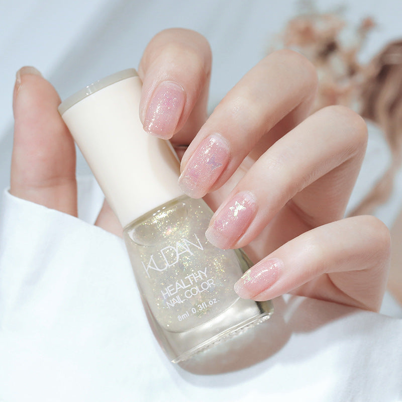 New nail polish for summer, whitening, fine glitter, no baking, non-peelable, transparent nail polish, bright oil, base oil, nude nail polish