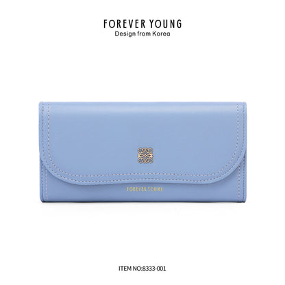 forever young Korean version large capacity PU new wallet ladies long mobile phone bag multi-card clutch bag 